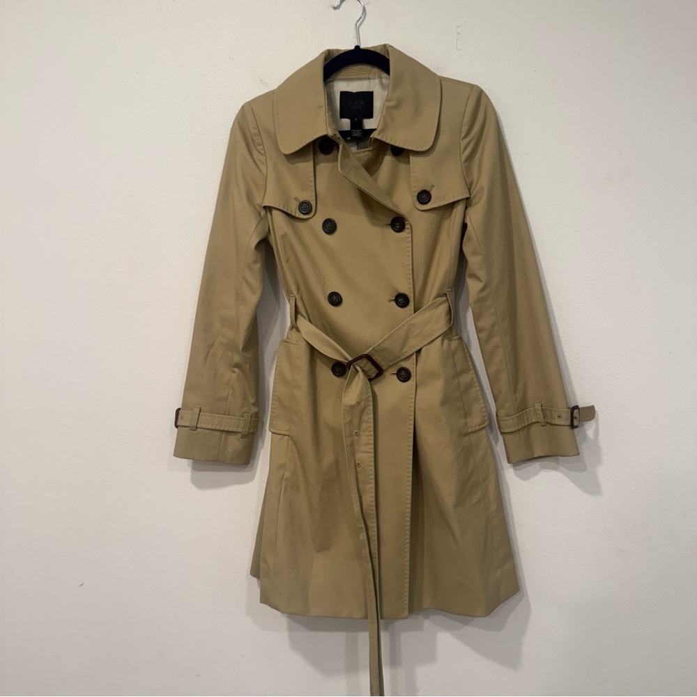 J. Crew Collection Light Khaki Tan Icon Trench Coat 4 - Picture 2 of 5